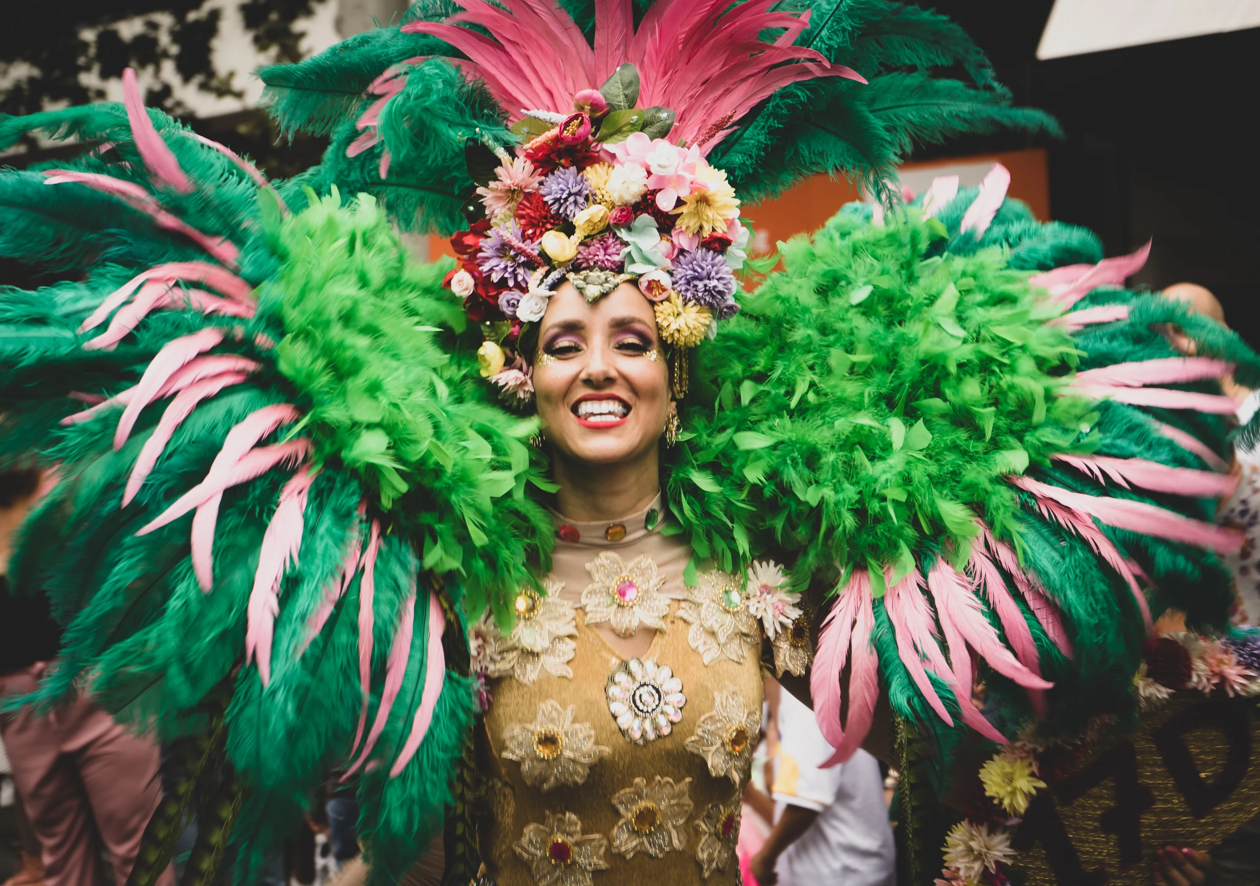 woman in poofy green costume