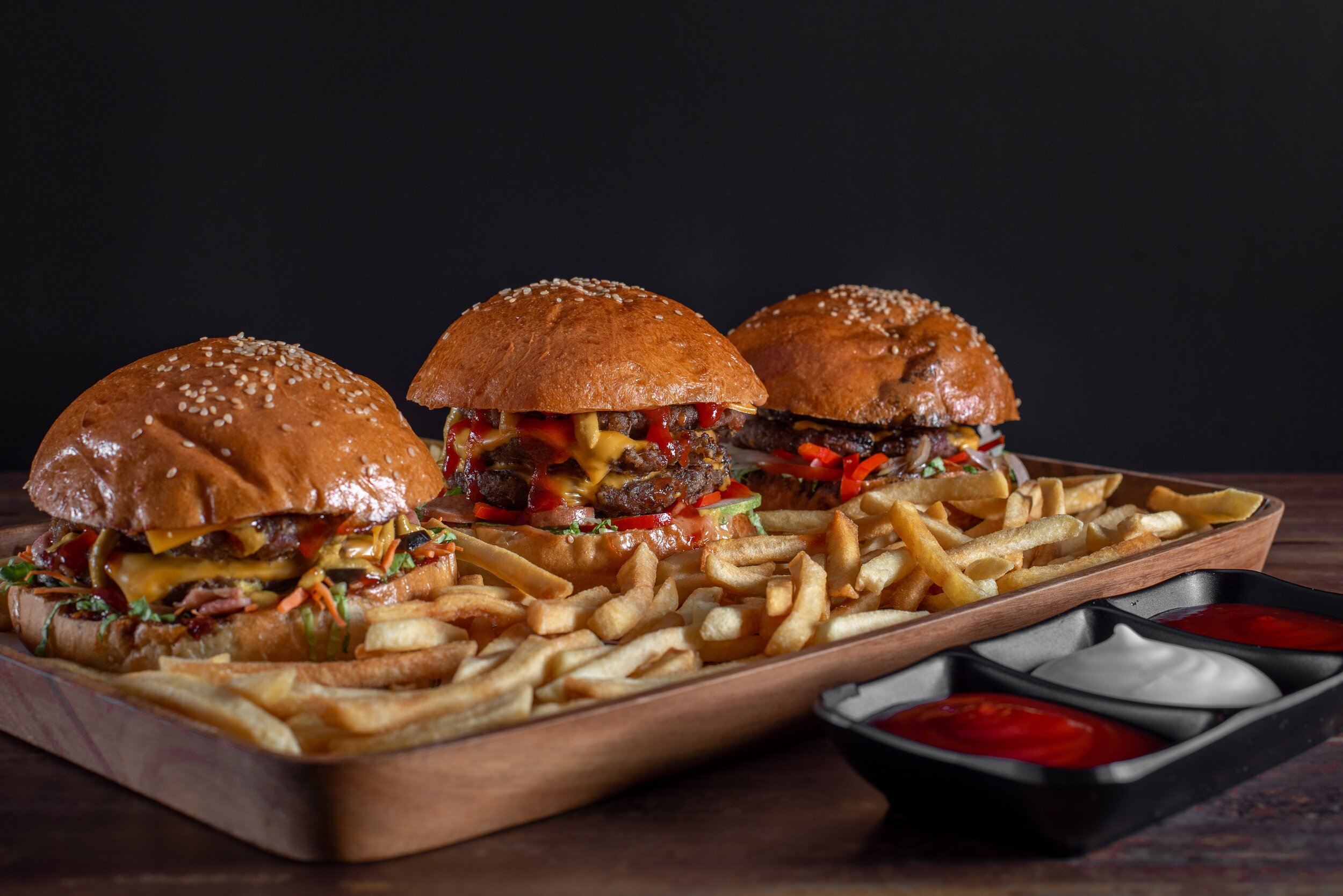 hamburgers on tray